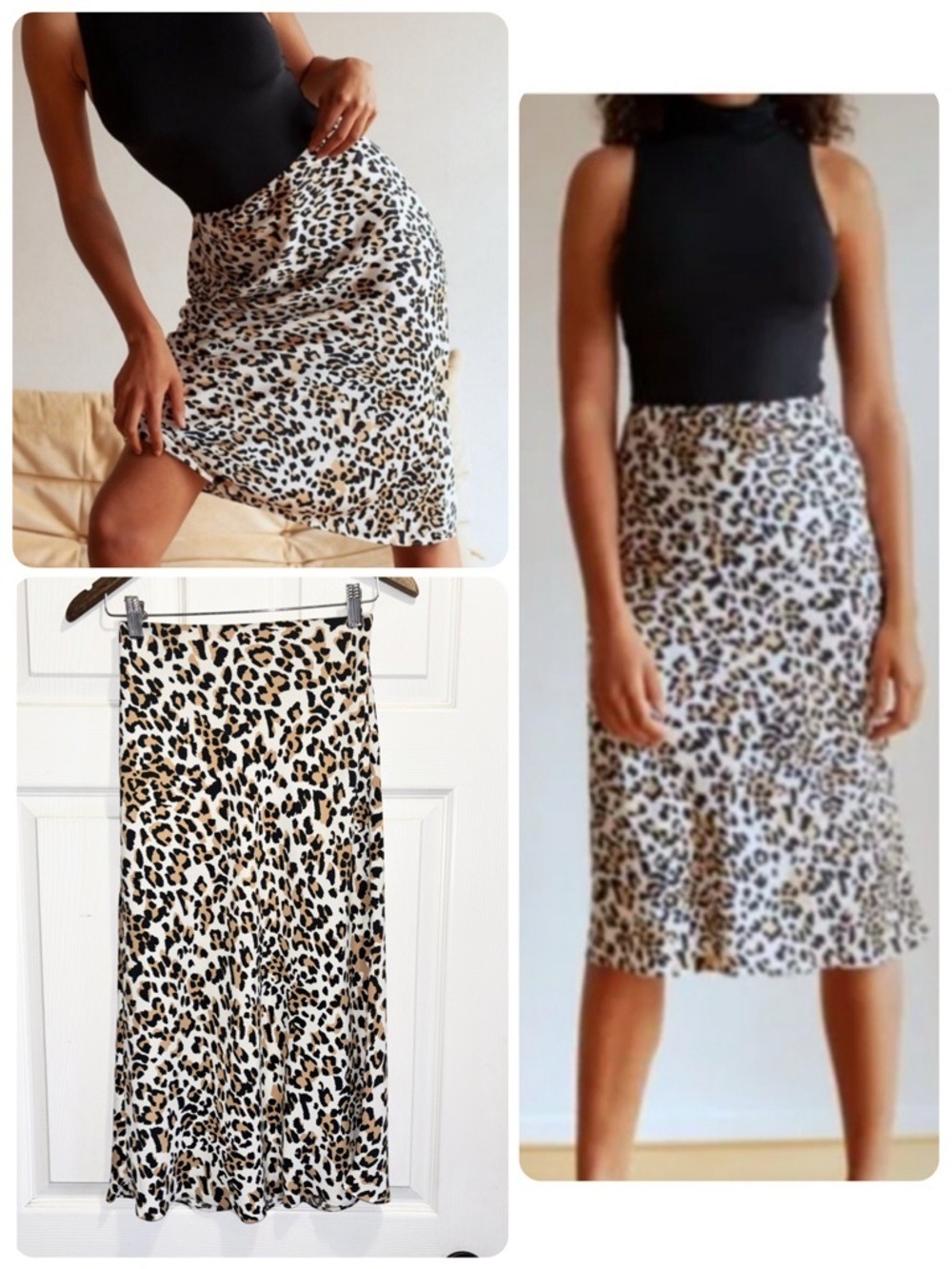 Aritzia Babaton Leopard Animal Print Slip Skirt Silky Satin MIDI Skirt Size 2